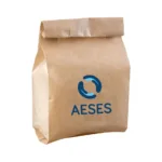 A brown lunch bag with the AESES logo on it.